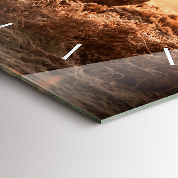 Szögletes fali üvegóra Szarvas napkeltekor