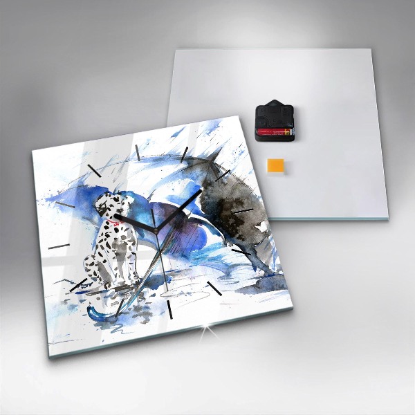 Szögletes fali üvegóra Dalmata és esernyő