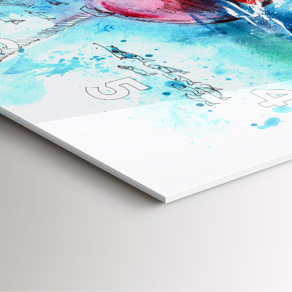 Szögletes fali üvegóra Festett sirály