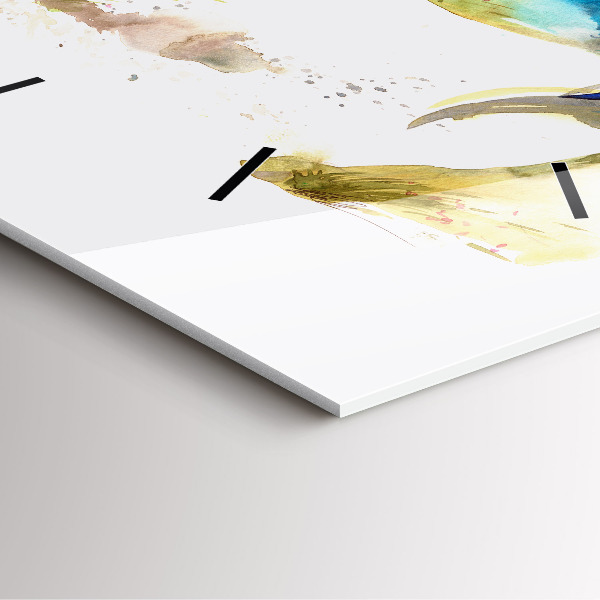 Szögletes fali üvegóra Festett hegyek és ló