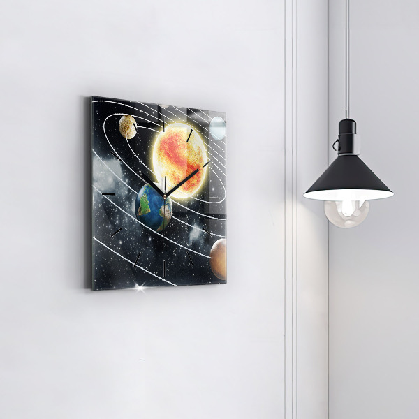 Szögletes fali üvegóra A naprendszer