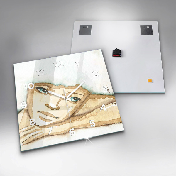 Szögletes fali üvegóra Egy nő portréja