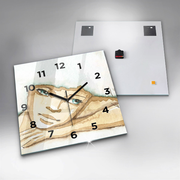 Szögletes fali üvegóra Egy nő portréja