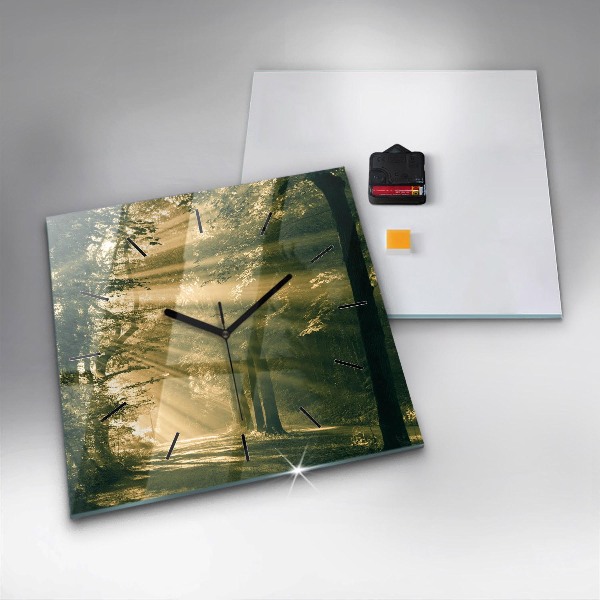 Szögletes fali üvegóra Napsugarak erdő