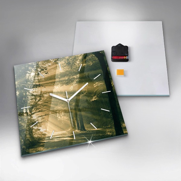 Szögletes fali üvegóra Napsugarak erdő