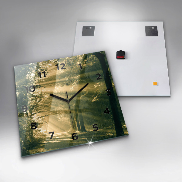 Szögletes fali üvegóra Napsugarak erdő