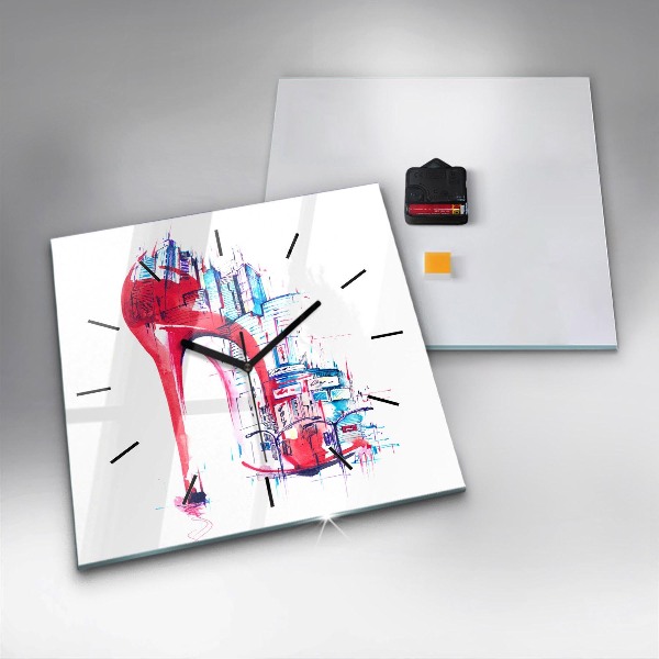 Szögletes fali üvegóra Piros sarkú