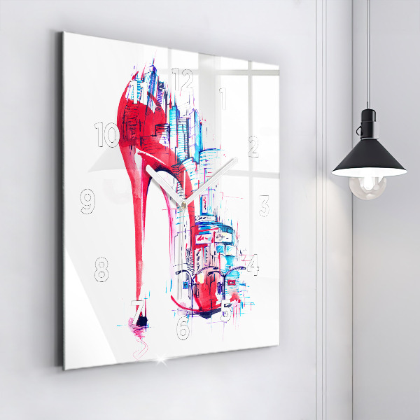 Szögletes fali üvegóra Piros sarkú