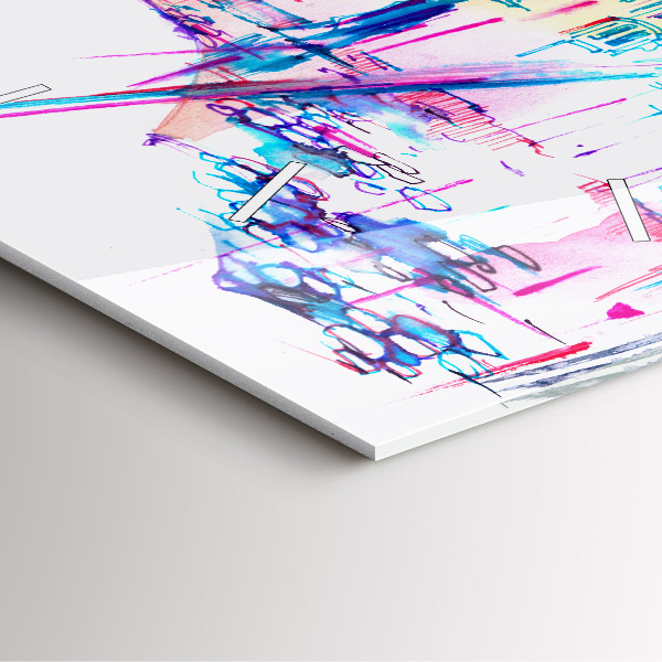 Szögletes fali üvegóra Esernyő és város