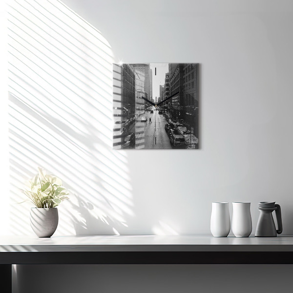 Szögletes fali üvegóra Chicago City Streets