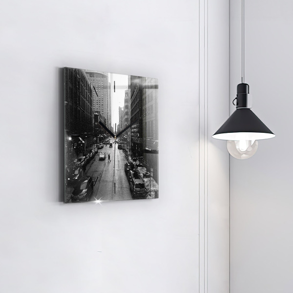 Szögletes fali üvegóra Chicago City Streets