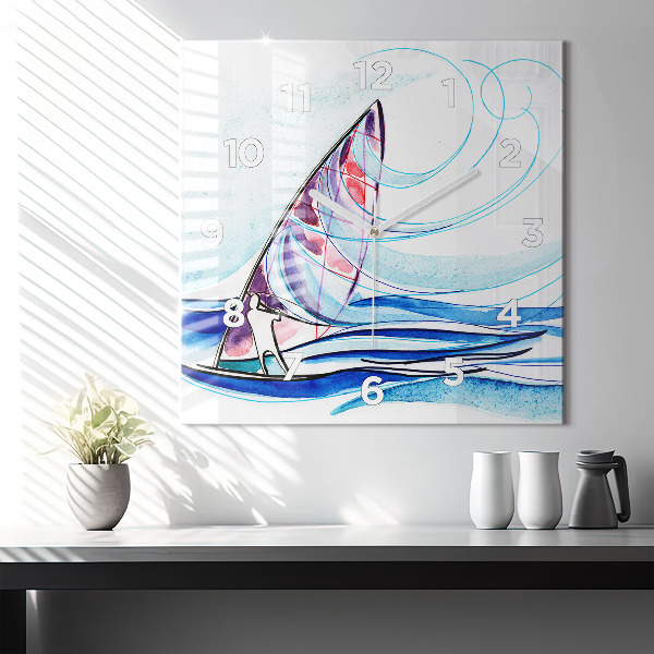 Szögletes fali üvegóra Szörfdeszka