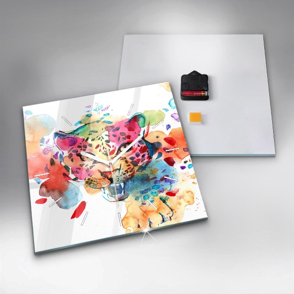 Szögletes fali üvegóra Absztrakt vadmacska