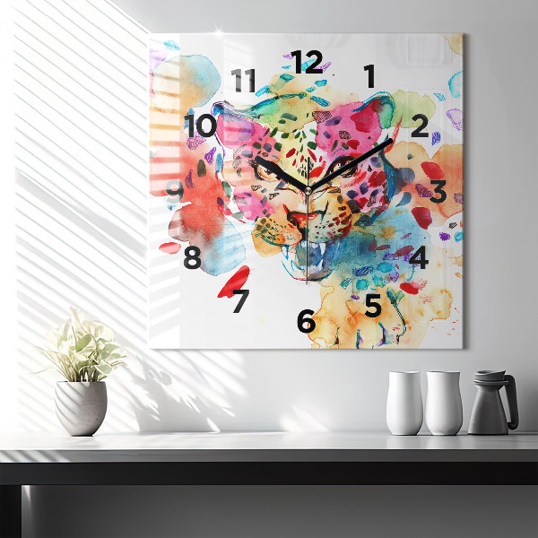 Szögletes fali üvegóra Absztrakt vadmacska