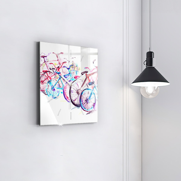 Szögletes fali üvegóra Színes városi kerékpárok
