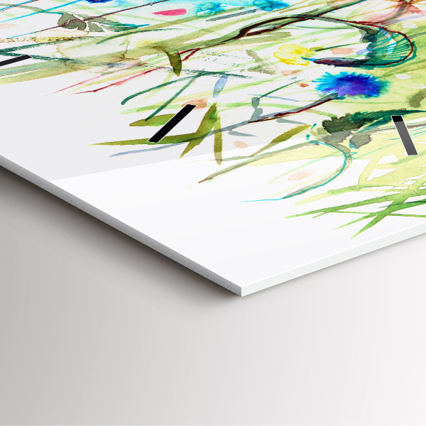 Szögletes fali üvegóra Virágok a réten