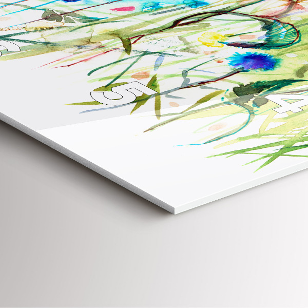 Szögletes fali üvegóra Virágok a réten