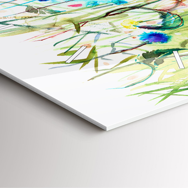 Szögletes fali üvegóra Virágok a réten