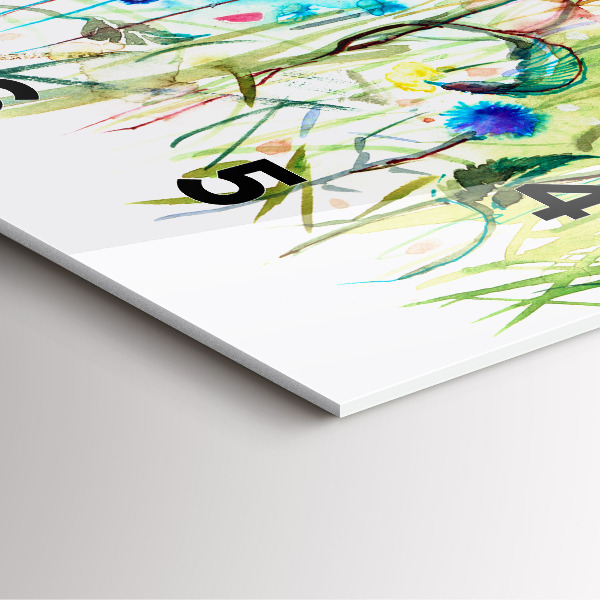 Szögletes fali üvegóra Virágok a réten