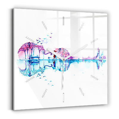 Szögletes fali üvegóra Cselló Park-tó