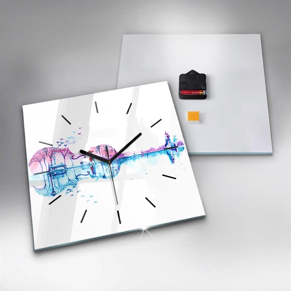 Szögletes fali üvegóra Cselló Park-tó