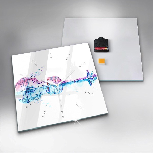 Szögletes fali üvegóra Cselló Park-tó