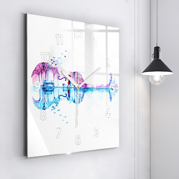 Szögletes fali üvegóra Cselló Park-tó