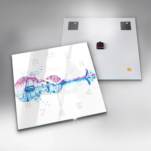 Szögletes fali üvegóra Cselló Park-tó