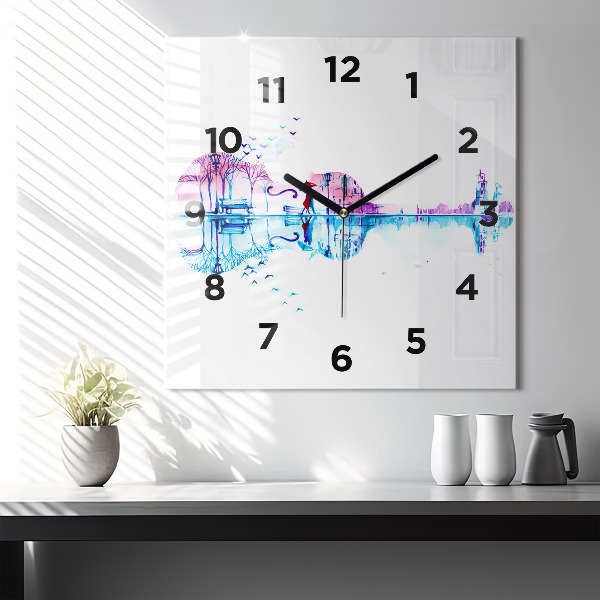 Szögletes fali üvegóra Cselló Park-tó