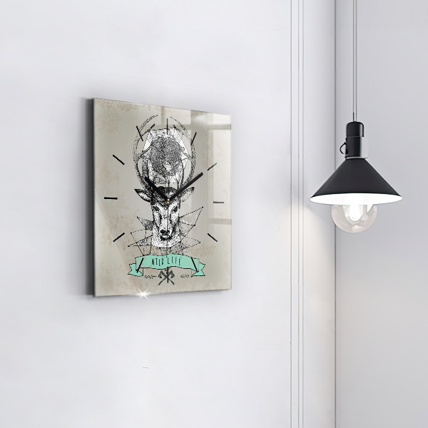 Szögletes fali üvegóra Szarvasfej