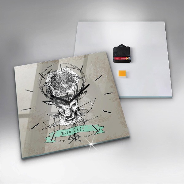 Szögletes fali üvegóra Szarvasfej