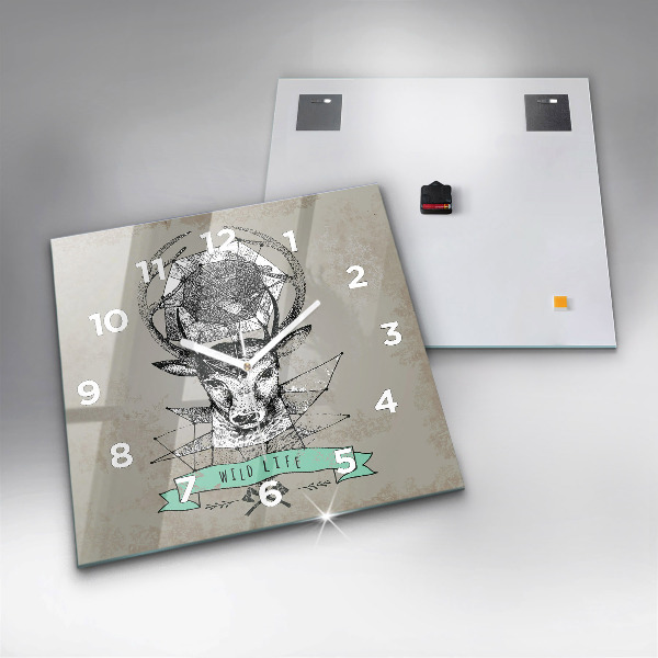 Szögletes fali üvegóra Szarvasfej