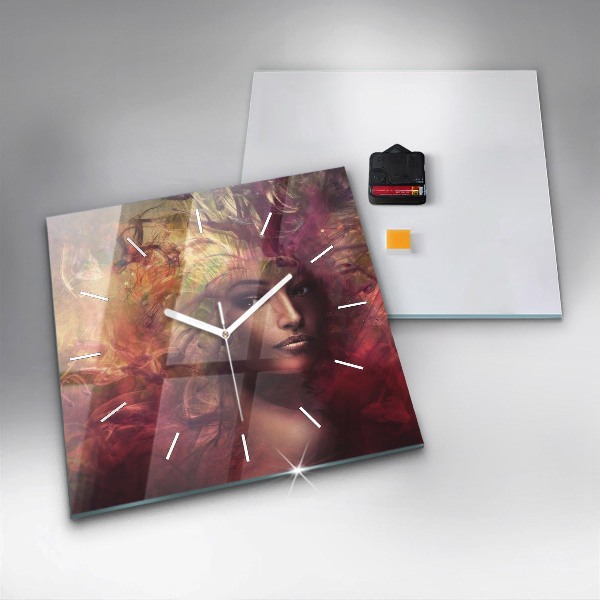 Szögletes fali üvegóra Egy nő portréja