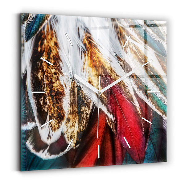 Szögletes fali üvegóra Világosbarna madártollak