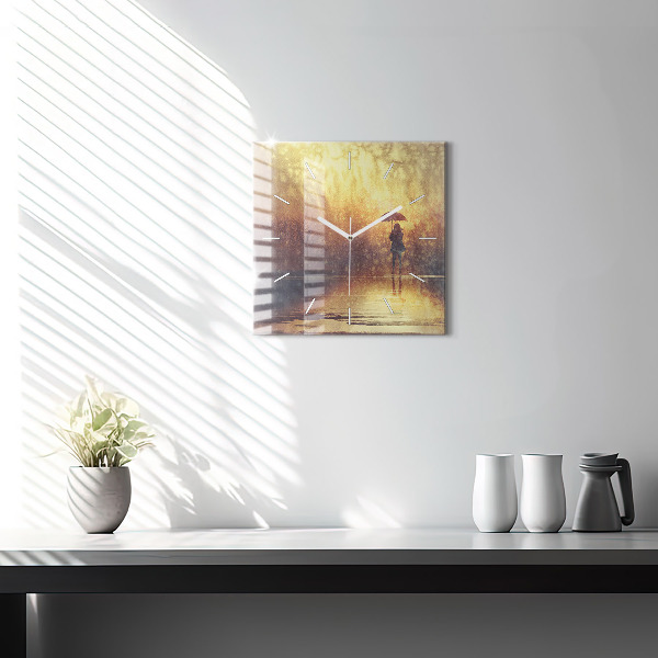 Szögletes fali üvegóra nő esernyő