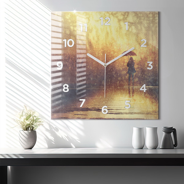 Szögletes fali üvegóra nő esernyő