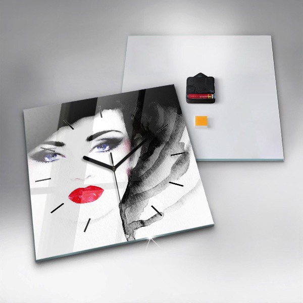 Szögletes fali üvegóra Egy nő portréja