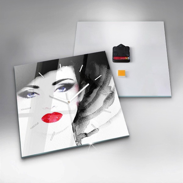 Szögletes fali üvegóra Egy nő portréja