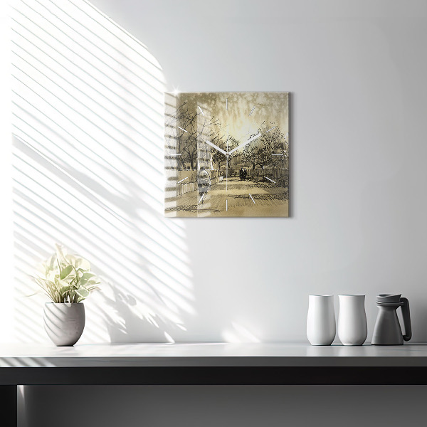 Szögletes fali üvegóra Park és a szépia fák