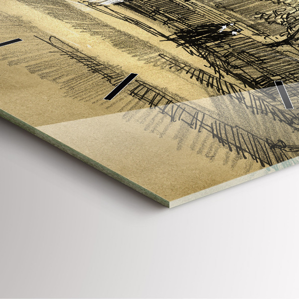 Szögletes fali üvegóra Park és a szépia fák