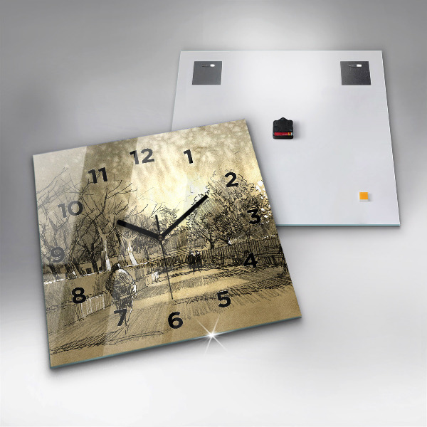 Szögletes fali üvegóra Park és a szépia fák