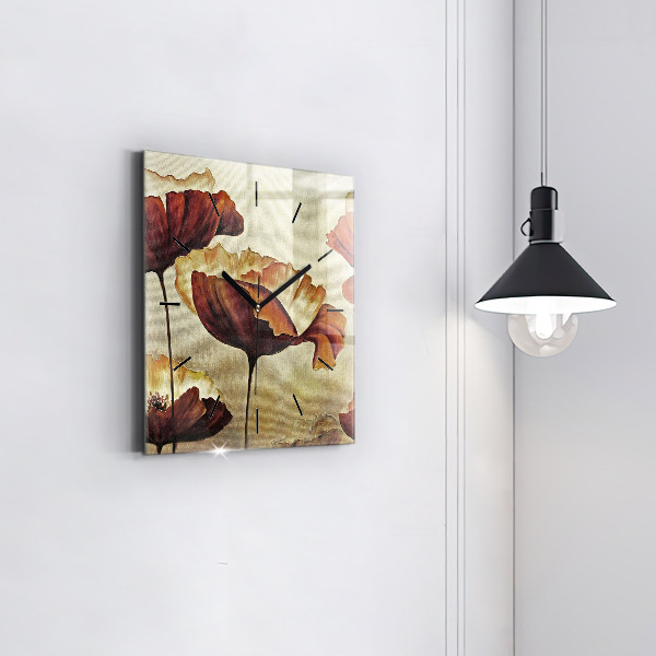 Szögletes fali üvegóra Festett mák