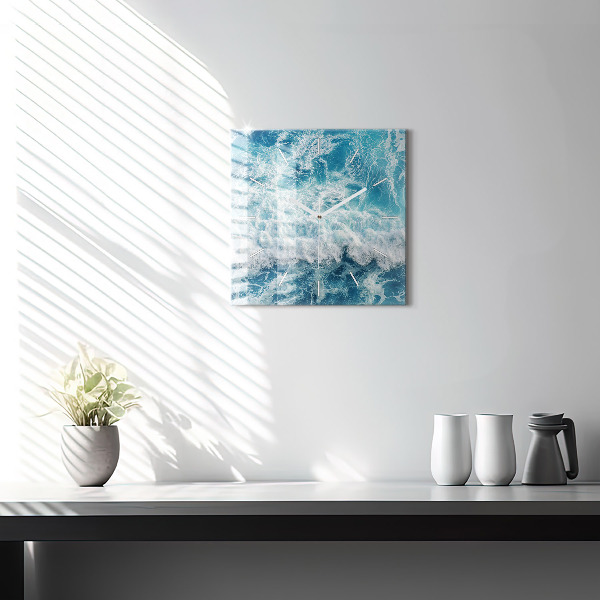 Szögletes fali üvegóra Tenger hullámai