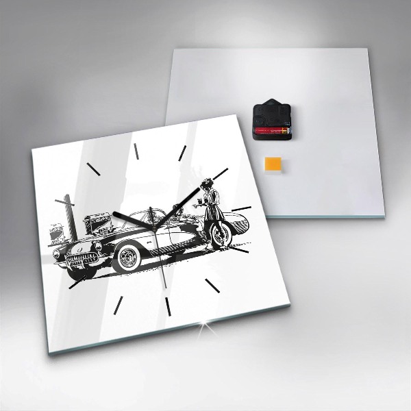 Szögletes fali üvegóra Retro Illusztráció