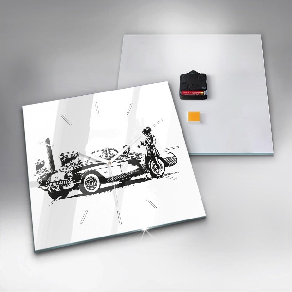 Szögletes fali üvegóra Retro Illusztráció