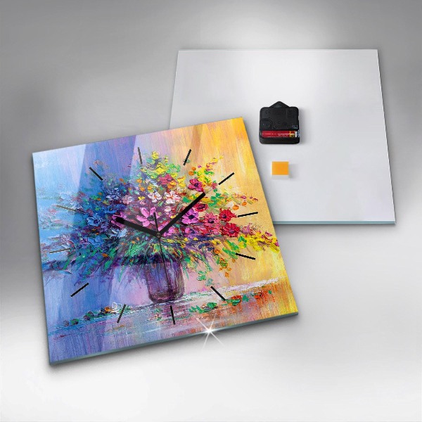 Szögletes fali üvegóra Virágok egy vázában