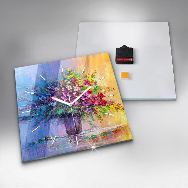 Szögletes fali üvegóra Virágok egy vázában