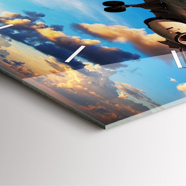 Szögletes fali üvegóra Repülőgép a felhőkben