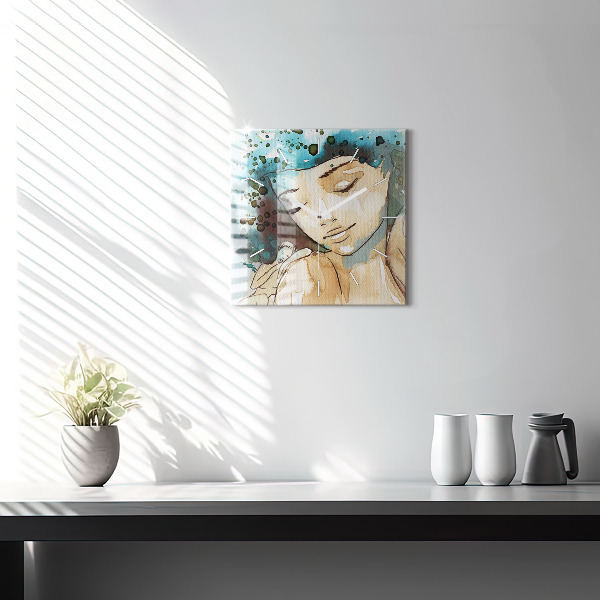 Szögletes fali üvegóra Absztrakciós nő