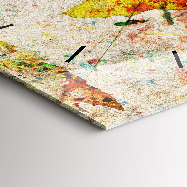 Szögletes fali üvegóra Színes világtérkép